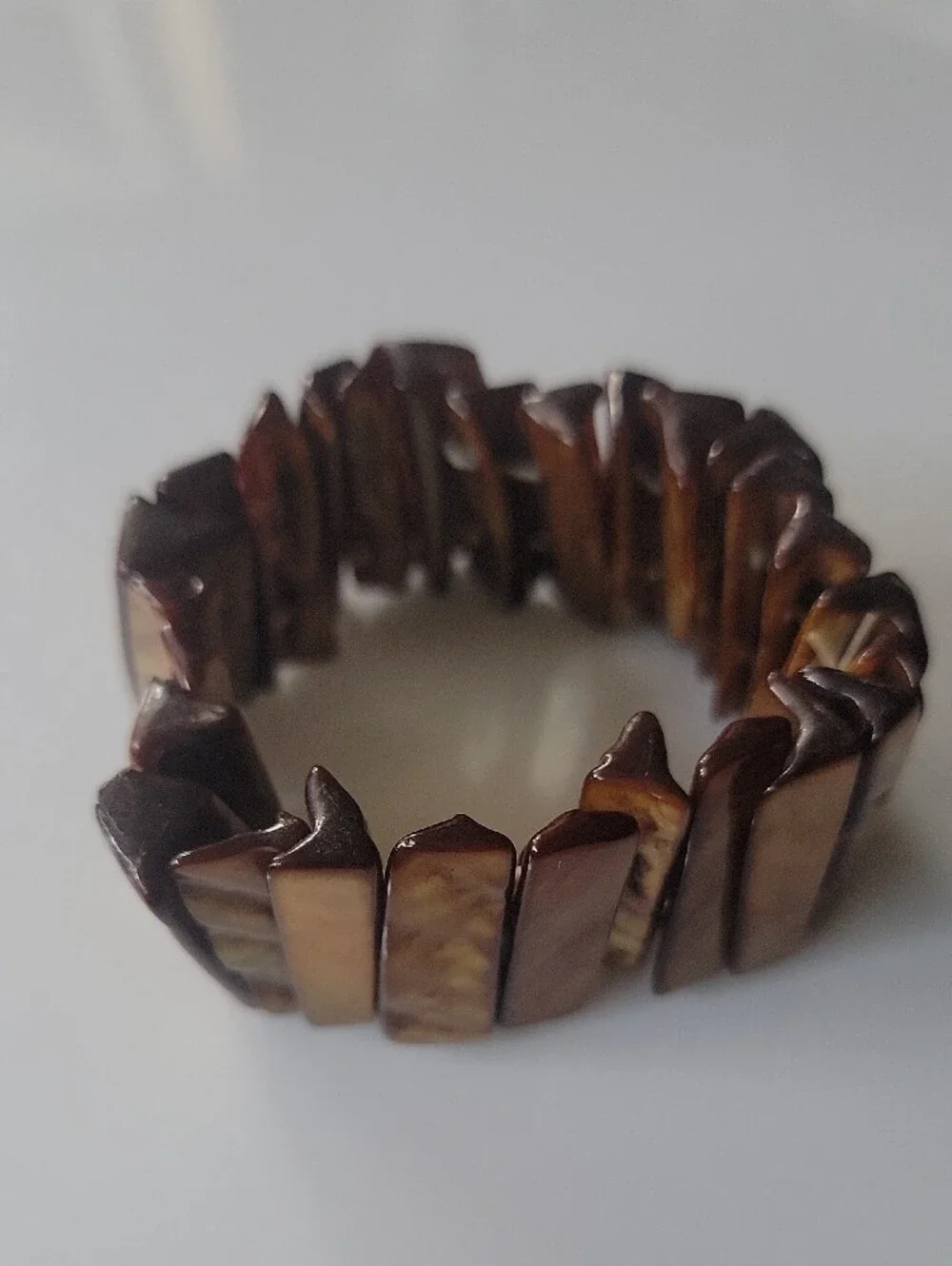 Brown Iridescent Shell Stretch Bracelet - Women Accessories